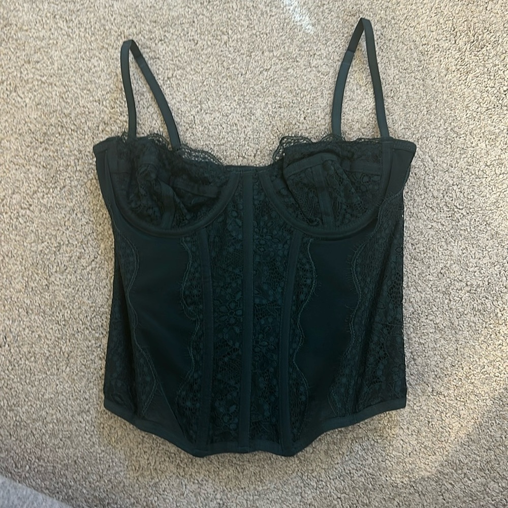 Urban Outfitters Dark Green Corset Top